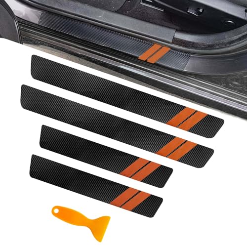 4PCS Car Door Sill Protector, Car Door Edge Guards, Carbon Fiber Auto Door Entry Edge Guard Sill Protection Sticker, Anti-Scratch Threshold Cover Strips for Most Vehicles (Yellow, 4PCS) - color: Yellow, size: 4PCS