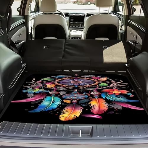 Universal Car Trunk Mat 29" x 39",Colorful Dream Catcher All Weather Trunk Protection Cargo Liner, Durable Cargo Mat Rear Trunk Liner, Stylish Vehicle Interior Accessories Suitable for Most Car Models - color: Colorful Dream Catcher