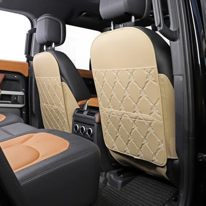 TAIKOO Seat Back Protector + Large Capacity Pocket Storage Organizer,Preventing The Impact of Children Stepping on The Seat Backrest (Style B-Beige) - color: Style B-Beige