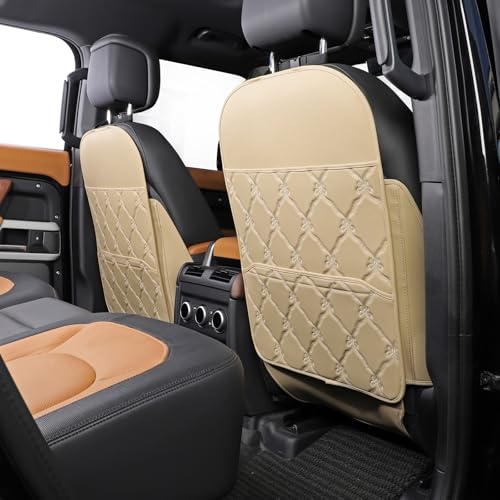 TAIKOO Seat Back Protector + Large Capacity Pocket Storage Organizer,Preventing The Impact of Children Stepping on The Seat Backrest (Style B-Beige) - color: Style B-Beige