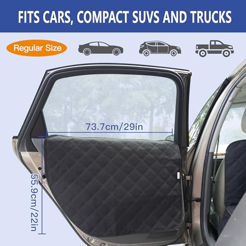 ALLANSING Dog Car Door Protector 2-Pack, Protects Doors from Dog Scratches, 900D Heavy Duty Thick Fabric, Window Roll Compatible & No Tint Damage, Secure Fit for Cars/SUVs/Trucks - size: Regular