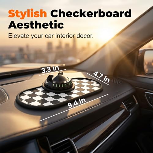 Mobile Phone Bracket Anti-Slip Mat,2026 New Multifunction Car Dashboard Mat with Temporary Parking Number Sticker,Universal Car Organizer Non-Sticky Pad for Phones Sunglasses Keys Gadgets (Brown) - color: Brown