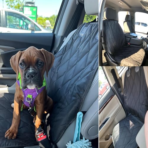 AsFrost Dog Seat Cover Cars Trucks SUVs, Thick 600D Heavy Duty Pets Car Seat Cover, Waterproof & Wear-Resistant Durable Nonslip Backing & Hammock Convertible, Black, 2 Pack - color: black, size: 2 PCS