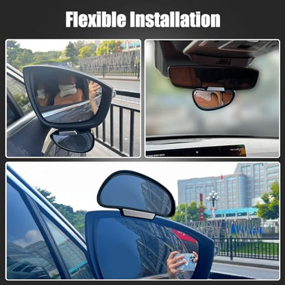 Blind Spot Mirror Adjustable 360 Degree Car Side Mirror, HD Glass Rear View Exterior Accessories Frame Thickness Less than 5MM for Car SUV (single mirror left+right) - style: single mirror left+right