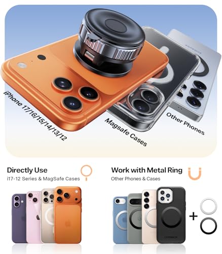 VICSEED Ultimate for Magsafe Car Mount [98+LBS Strongest Suction] 360° Vacuum Magnetic Phone Holders for Your Car Metal Arm Foldable Cellphone Mount for iPhone 17 16 15 14 13 12 Pro Max Air Android