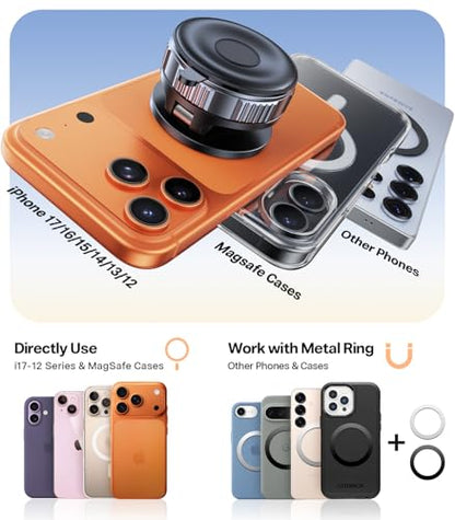 VICSEED Ultimate for Magsafe Car Mount [98+LBS Strongest Suction] 360° Vacuum Magnetic Phone Holders for Your Car Metal Arm Foldable Cellphone Mount for iPhone 17 16 15 14 13 12 Pro Max Air Android