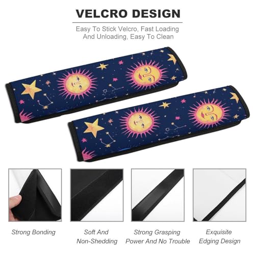 Women's Car Belt Covers, Space Galaxy Constellation Sun Moon Stars Pattern Fashion Cushion Pad Car Shoulder Strap Harness Pad - color: Color354