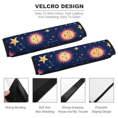 Women's Car Belt Covers, Space Galaxy Constellation Sun Moon Stars Pattern Fashion Cushion Pad Car Shoulder Strap Harness Pad - color: Color354
