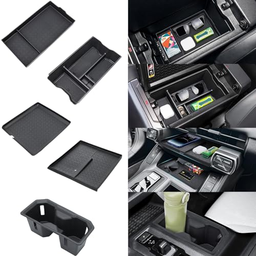 5PCS Center Console Organizer Tray and Wireless Charging Mat Compatible with 2026 Toyota RAV4 Armrest Bottom Tray Cup Holder Center Console Silicone Pad Interior Accessories(Not for Limited) - style: 5 PCS Center Console Tray