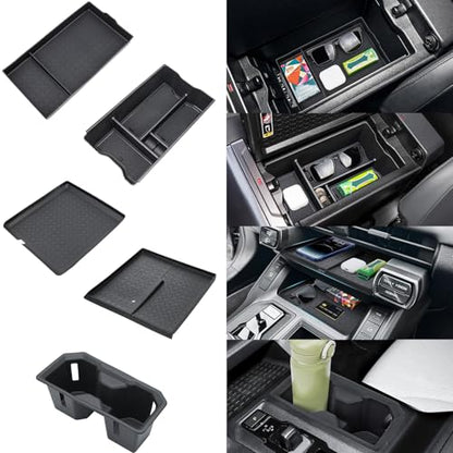 5PCS Center Console Organizer Tray and Wireless Charging Mat Compatible with 2026 Toyota RAV4 Armrest Bottom Tray Cup Holder Center Console Silicone Pad Interior Accessories(Not for Limited) - style: 5 PCS Center Console Tray
