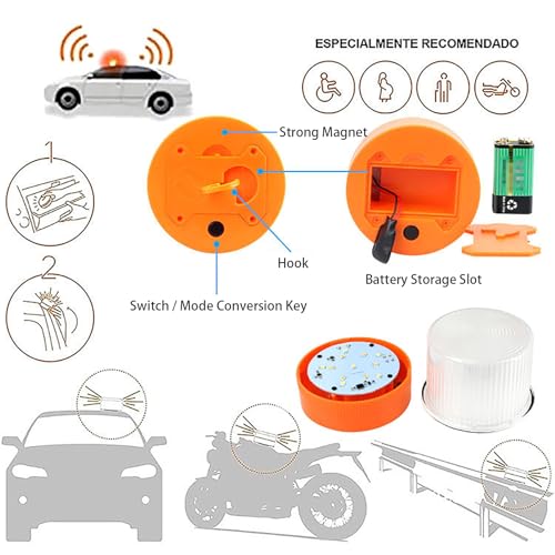 Magnetic Wireless Warning Light Portable Flashing Emergency Safety Warning Light for Trucks Vehicles Car IP67 Water Proof (Yellow White) - color: Yellow White