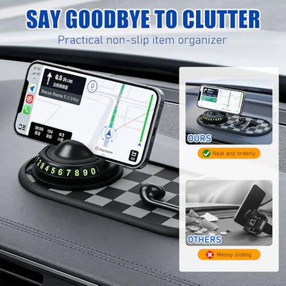Mobile Phone Bracket Anti-Slip Mat,Multifunction Car Anti Slip Mat,360° Rotatable Non-Slip Vehicle Dashboard Mat with Phone Holder & Temporary Parking Number (Style-C) - color: Style-C
