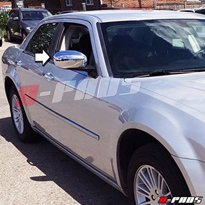 Compatible with(Just Overlay Stick on, NOT for SNAP in Replacement) Chrome Mirror Covers for 2005-06 07 08 09 2010 Chrysler 300+C/Dodge Charger 2006-10 & Magnum 06-2008 - Chromed Mirrors