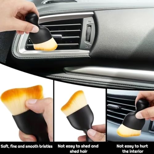 8PCS Car Detailing Brush Set, Car Detailing Brush, Soft Car Cleaning Brush, Suitable for Cleaning Car Interiors, Including Air Vents, Center Console, Seat Gaps, and More - color: 8pc Black White Brown Upgraded
