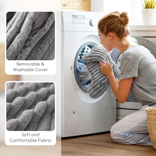 HIGOGOGO Washable Travel Pillow, Car Pillow for Kids & Adults, Upgraded Travel Pillows with Removable Soft Cover and High-Support Foam, Fix Neck and Body Sitting/Sleeping on The Trip, Dark Grey - color: A-dark Grey