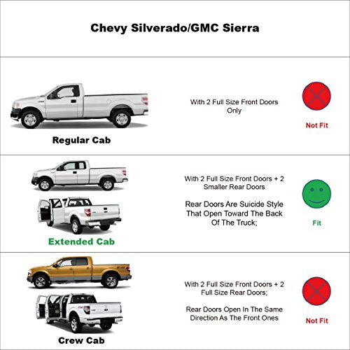 94044 Sunproof Waterproof Side Rain Guards, 4pcs Protective Replacements Wind Deflector Set, Window Visors fit for 1999-2006 Chevy Silverado & GMC Sierra 1500/2500/3500/2500HD Extended Cab - size: 99-06 Double/Extend Cab（Half Rear Door)
