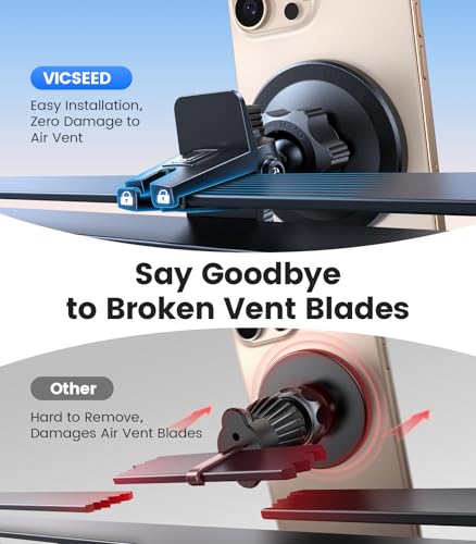 VICSEED for MagSafe Car Mount Vent Pink– [Super Magnet Power & Vent-Safe Clip] 360° Adjustable Study Magnetic Phone Holder Hands Free for iPhone 17 16 15 14 13 12 Pro Max - color: Pink