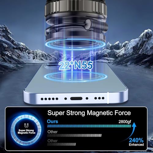 Phone Holders for Your Car, [80+LBS Strongest Suction & 2800gf Magnetic] 360° Adjustable Foldable Vacuum Magnetic Suction Car Cell Phone Holder Mount Compatible for MagSafe iPhone Car