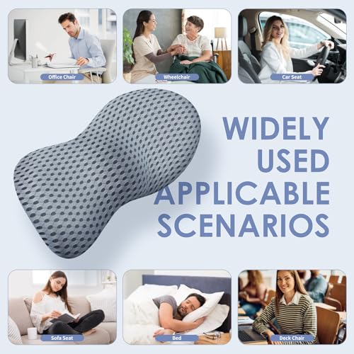 kasney Lumbar Support Pillow, Back Pillow for Low Back Pain Relief, Ergonomic Streamline Car Seat, Office Chair, Recliner and Bed (Gray) - color: Gray