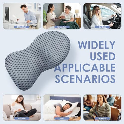 kasney Lumbar Support Pillow, Back Pillow for Low Back Pain Relief, Ergonomic Streamline Car Seat, Office Chair, Recliner and Bed (Gray) - color: Gray