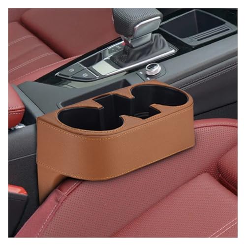 ZIMISI Car Cup Holder, PU Leather Auto Front Console Gap Filler Organizer, Multifunctional Cup Drink Holder, Car Seat Gap Filler Storage Box, Coin Bucket, Cell Mobile Phone Holder (Brown) - color: Brown