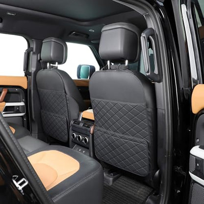 TAIKOO Seat Back Protector + Large Capacity Pocket Storage Organizer,Preventing the Impact of Children Stepping on the Seat Backrest (Black) - color: Black