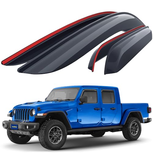 Goodyear Shatterproof Window Deflectors for Jeep Gladiator 2020-2026, Tape-on Rain Guards, Window Visors, Vent Deflector Visor, Car Accessories, 4 pcs. - GY008524 - color: For Gladiator 20-26