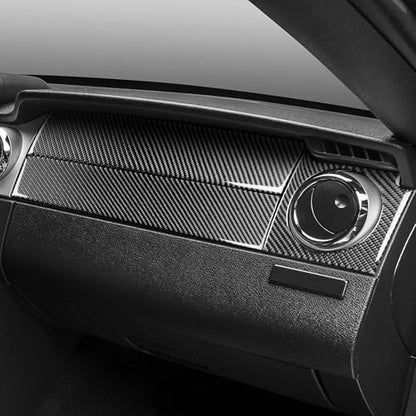 Passenger Instrument Dashboard Trim Cover Stickers Compatible with Ford Mustang GT Shelby 2005 2006 2007 2008 2009 Soft Carbon Fiber Car Accessories Decals - color: Co-pilot Dash-black
