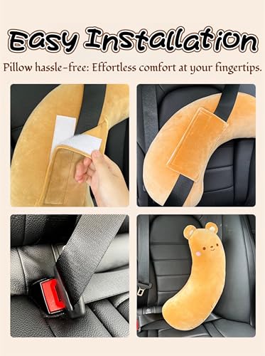Car Seat Belt Pillow Stocking Stuffers Cute Toy Rabbit Safety Seatbelt Shoulder Pad Auto Accessory Neck Cushion Protector Seatbelt Shoulder Protector Sleeping Pillow Nice Gift (Rabbit) - color: Rabbit