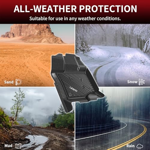 LASFIT Floor Mats for Ford F-150 2015-2026 | F150 Lightning 2022-2025 SuperCrew (Rear w/o Fold Flat Storage) Carpet Floor All Weather Protector TPE Truck Liners- 1st & 2nd Row, 3pcs Black - style: 1) F-150 SuperCrew| 15-26 | 2Rows w/o FF Storage