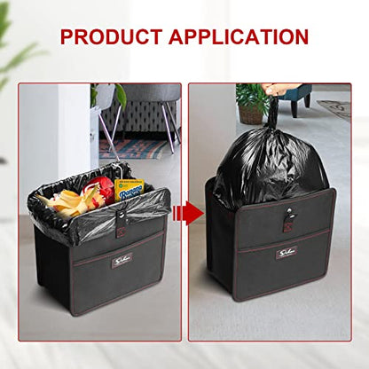 Simple Deluxe Car Trash Can with Storage Pockets, Multipurpose Car Garbage Bin with Adjustable Straps, Hanging for Headrest, Foldable and Portable Organizer, 3 Gallon, Black (Pack of 2) - size: 3 Gallon (Pack of 2), style: 1 Pack