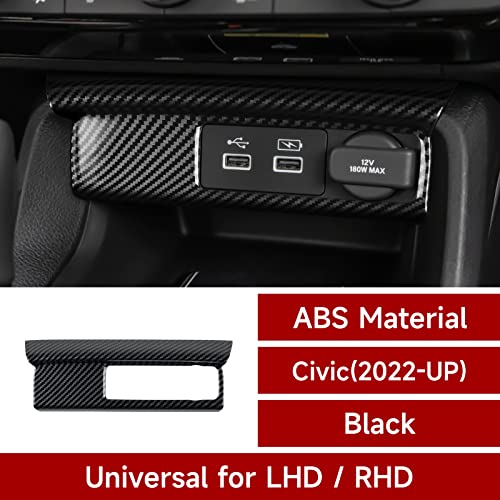 Car Cigarette Lighter Cover Decals for 2022 2023 2024 2025 Honda Civic 11th Gen Accessories ABS Carbon Fiber Stickers - color: Cigarette Lighter Panel