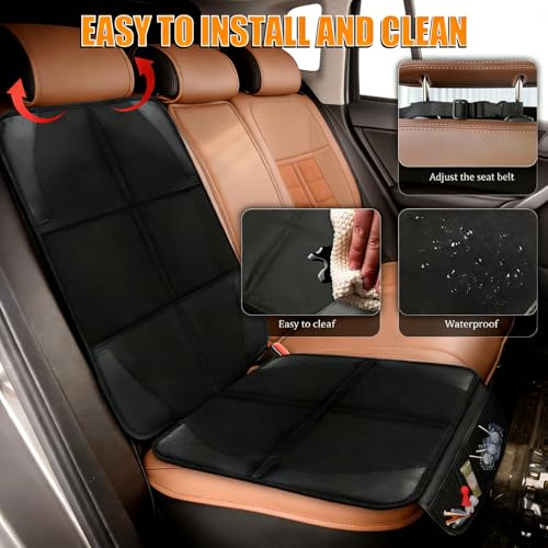 Bacgnyer Car Seat Protector, 1 Pack Carseat Seat Protectors with Thick Padding and Non-Slip Backing, Waterproof 600D Fabric Car Seat Cover for Baby Child Car Seats with 2 Mesh Pockets - color: Basic Black 1PCS
