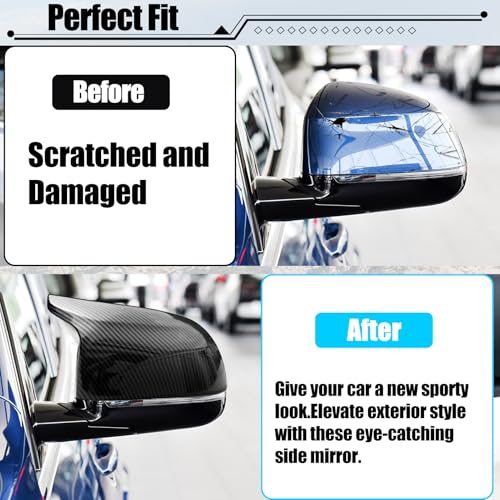 Jaronx Compatible with BMW Mirror Cover X3 G01 2019-2024,X4 G02/X5 G05/X7 G07 2019-2024,X6 G06 2020-2024, Clip-on M Style Horn Mirror Caps for BMW, Left Driver & Right Passenger (Carbon Fiber Pattern) - size: Mirror Cover Carbon Fiber Pattern