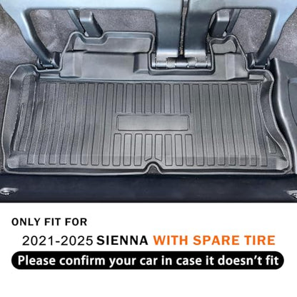 KUST Cargo Liner for Toyota Sienna 2021-2025 (with Spare Tire), Rear Trunk Cargo Mat All Weather Protection TPE Rubber Raised Edge - size: For 2021-2025 Sienna | Trunk Mat