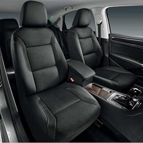 Skechers Memory Foam Seat Covers, Air Cool Mesh Thick Car Seat Covers, Car Seat Covers Front Seats Airbag Compatible, Universal Automotive Comfort for Most Cars, Vans, Trucks, SUV,Black - color: Black/Black, size: Two Front