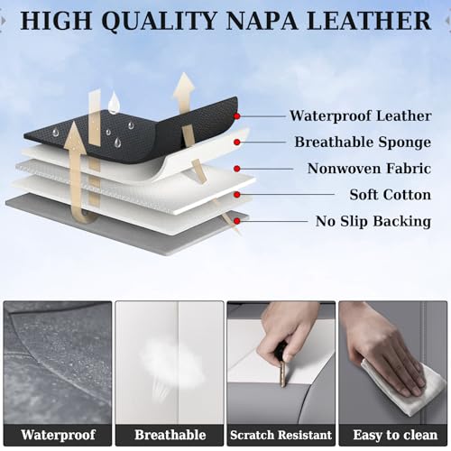 Coverado Car Seat Covers, Back Seat Cover for Dogs, Faux Leather Car Seat Covers Backseat, Car Seat Cushion, 3-Pieces Waterproof Universal Seat Covers for Cars Fit for Most Sedans SUV, Gray&White - color: Gray&White
