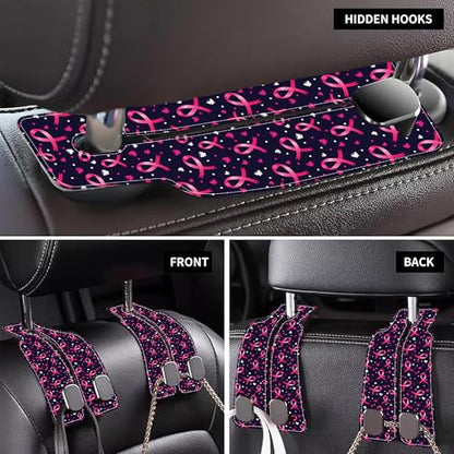 Car Headrest Purse Hanger Black and White Checkered 1 Pack Bag Purse Holder for Car Premium Leather Double Metal Hook for Handbags, Grocery Bags and Phones - color: Black and White Checkered