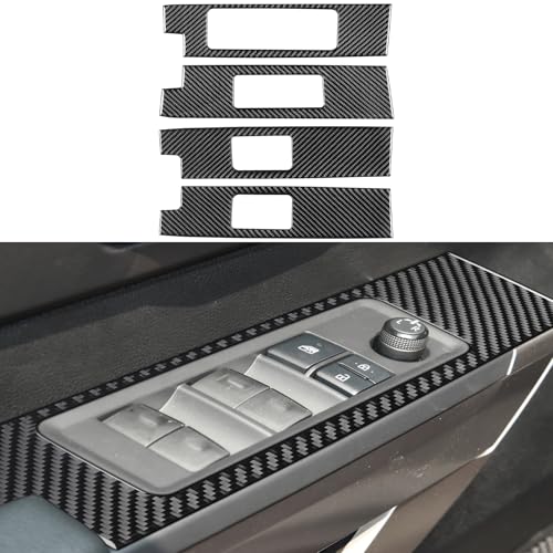 NVCNX Real Premium Carbon Fiber for Toyota Tundra 2022-2026 / Sequoia 2023-2026 2024 2025 Door Side Window Switch Panel Cover Interior Trim Accessories Overlay Sticker Decal 4PCs not for Extended Cab - color: Door Side Window Switch Panel Trim