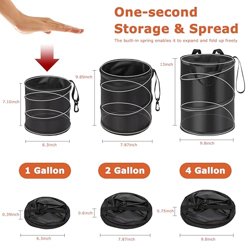 Ginsco 2Packs New Leakproof Car Trash Can, Mini Trash Can Pop-up Collapsible Hanging Car Trash Bin with Hook and Loop, Waterproof PEVA Liner Open-Top 1 Gallon Garbage Can for Cars Home Office - size: 1 Gallon