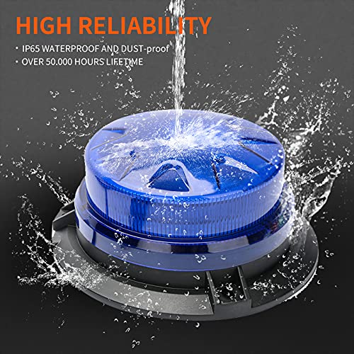AUXMOTEC Blue Led Emergency Strobe Beacon Lights Bar with Magnetic Mount and 8 Flash Models Warning Safety Flashing Rooftop Signal Lamps for Firefighters Police Vehicles(24-LED 12V-24V) - color: #3 Blue