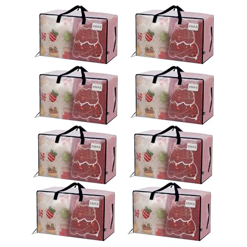 VENO 8 Pack Clear Extra Large Moving Bags & Storage Totes, Heavy Duty Organizer with Reinforced Handles & Strong Zippers for Clothes, College Dorm Essentials, Moving Supplies - color: Clear, size: 8 Pack