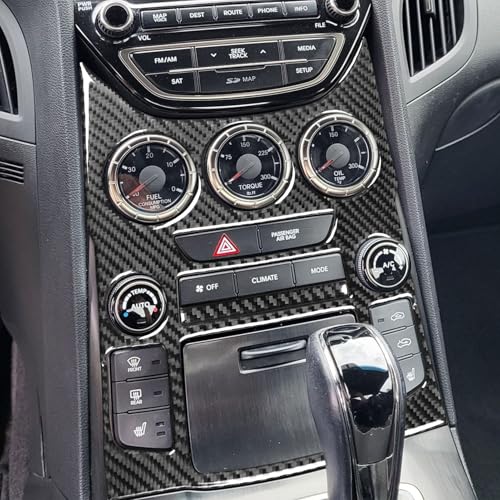Compatible with Hyundai Genesis Coupe 2013 2014 2015 2016 Car Trim Stickers Center Control Panel Real Carbon Fiber Decals Interior Accessories - color: Central Console Panel