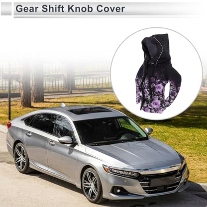 1 Pc Universal Gear Shift Knob Cover Automotive Manual Stick Shifting Handle Protector Flower Hoodie Style Black,Purple Polyester