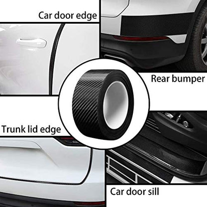 Automotive Car Door Edge Entry Guards Door Sill Protector Strip 5D Carbon Fiber Vinyl Wrap Film Paint Threshold Scuff Plate Protectors Anti-Collision for Most Vehicles (Black, 2in*33FT) - size: 2in*33FT