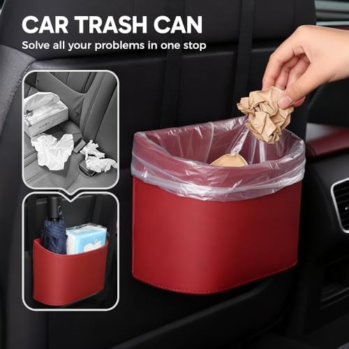 Universal Leather Car Door Cup Holder Trash Can, Leakproof Car Trash Bin,Multifunctional Back Seat Car Organizer for Hold Phones, Snacks, Drinks (A-Brown) - color: A-Brown