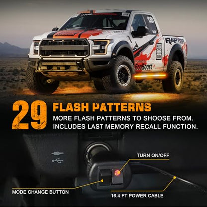 XRIDONSEN 2PCS 60 inch Emergency Truck Strobe Lights Strip 720 LED Running Board Lights Amber White Flashing Warning Hazard Safety Side Step Lights for Trucks Construction Vehicles Pickup SUV Jeep - color: Amber/White