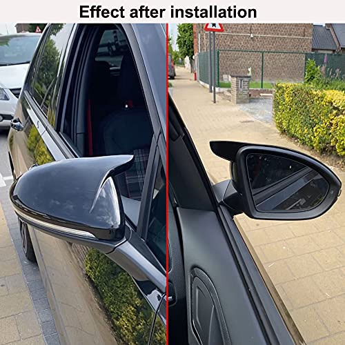 1 Pair Rearview Mirror Cover Left Right Side Mirror Covers Caps for VW Golf MK7 7.5 GTI 7 Golf 7 R - color: Black-2