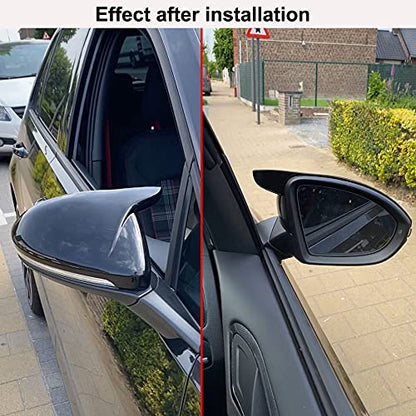 1 Pair Rearview Mirror Cover Left Right Side Mirror Covers Caps for VW Golf MK7 7.5 GTI 7 Golf 7 R - color: Black-2