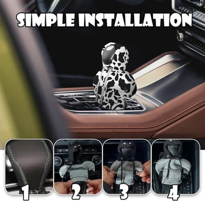 Car Gear Shift Hoodie, Cute Cow Stripe Shifter Knob Hoodie Cover for Cars, Trucks, SUVs, Auto Interior Protector Decoration Gadgets for Women Men 2024 - style: Cow Stripe